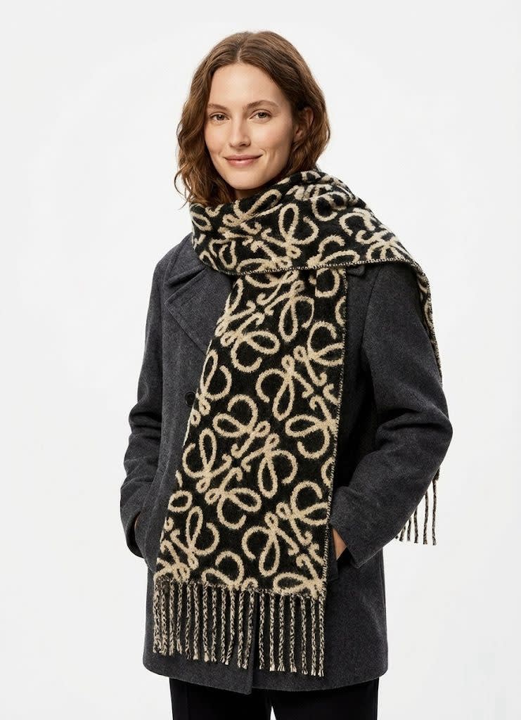Loewe Anagram Black Woollen Stole-0