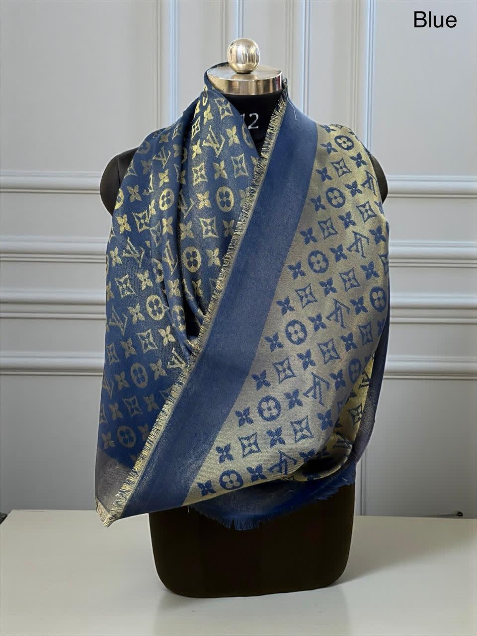 Louis Vuitton Reversible Blue Shine Monogram Shawl-1