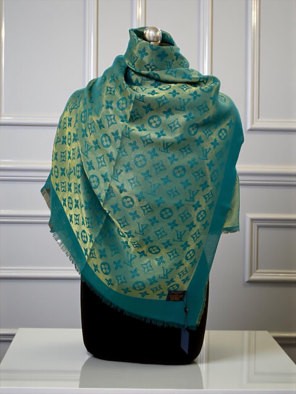 Louis Vuitton Reversible Green Shine Monogram Shawl-1