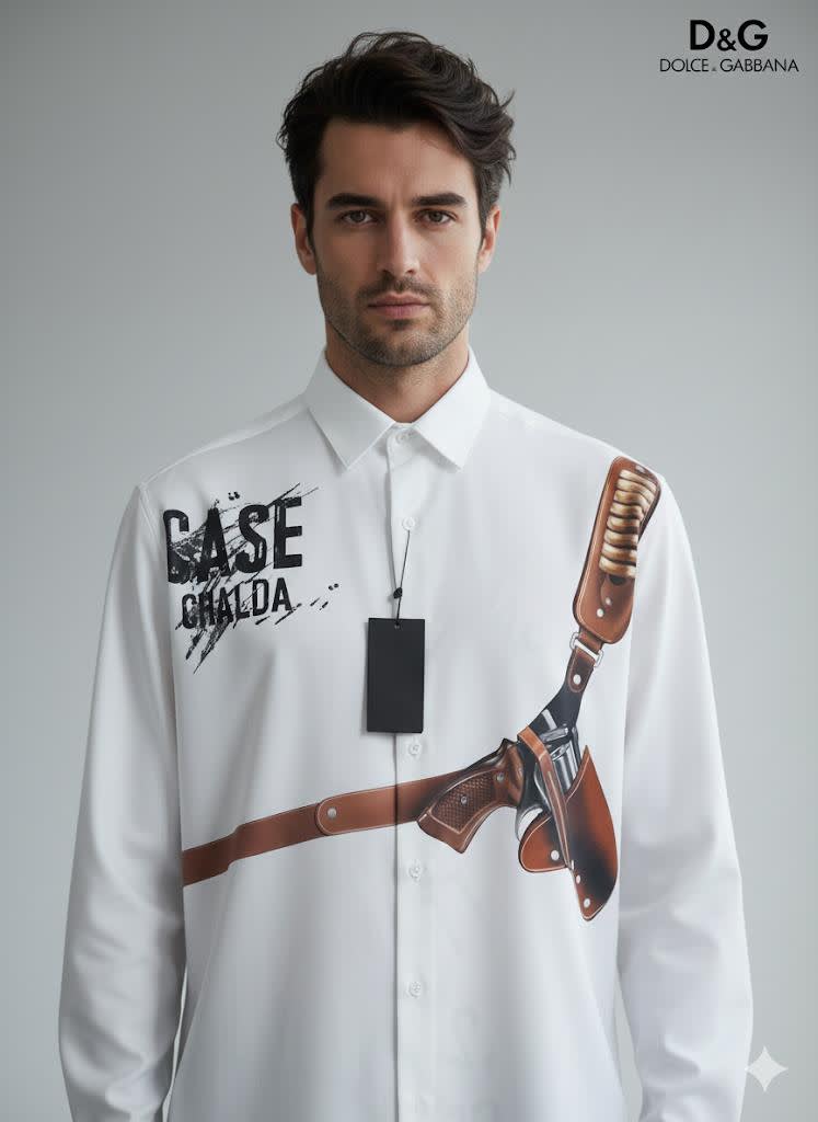 Dolce & Gabbana Revolver Print  White Premium Shirt-0
