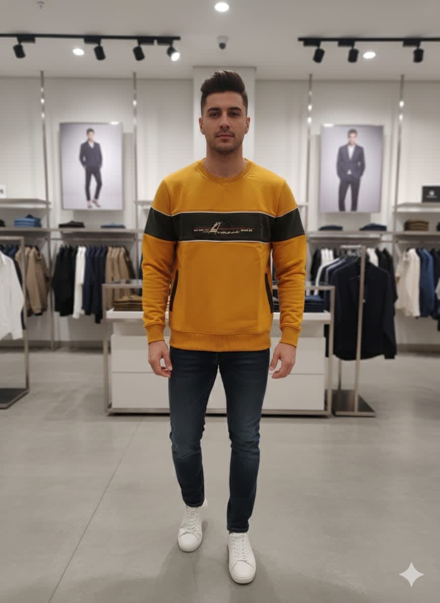 Armani Exchange Yellow Premium Quality Sweatshirt-3