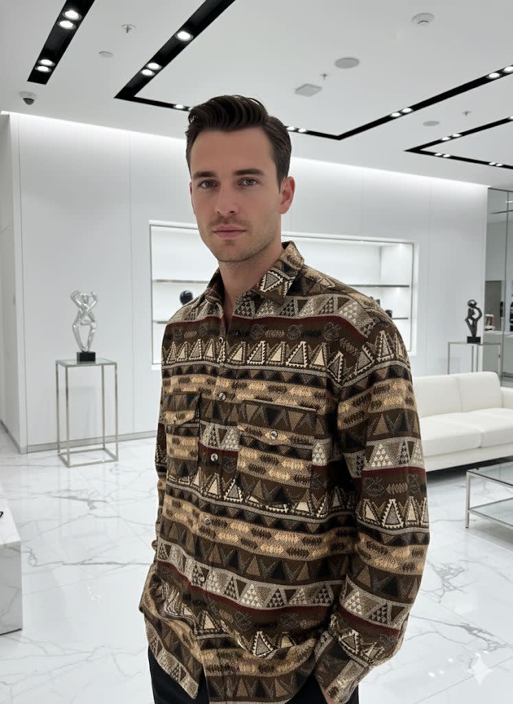 Amiri Print Brown Premium Quality Men's Shirts-0