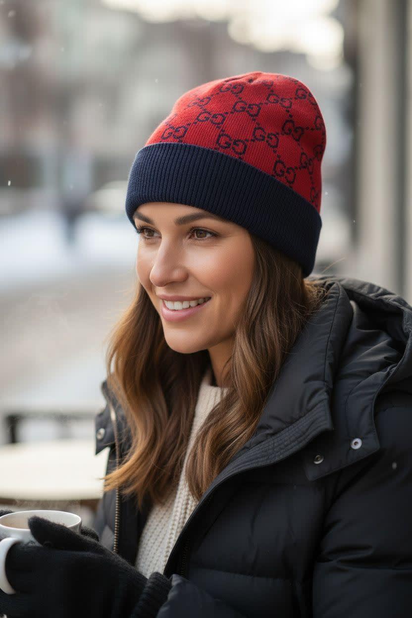 Gucci Monogram Red Premium Edition Cashmere Beanie-0