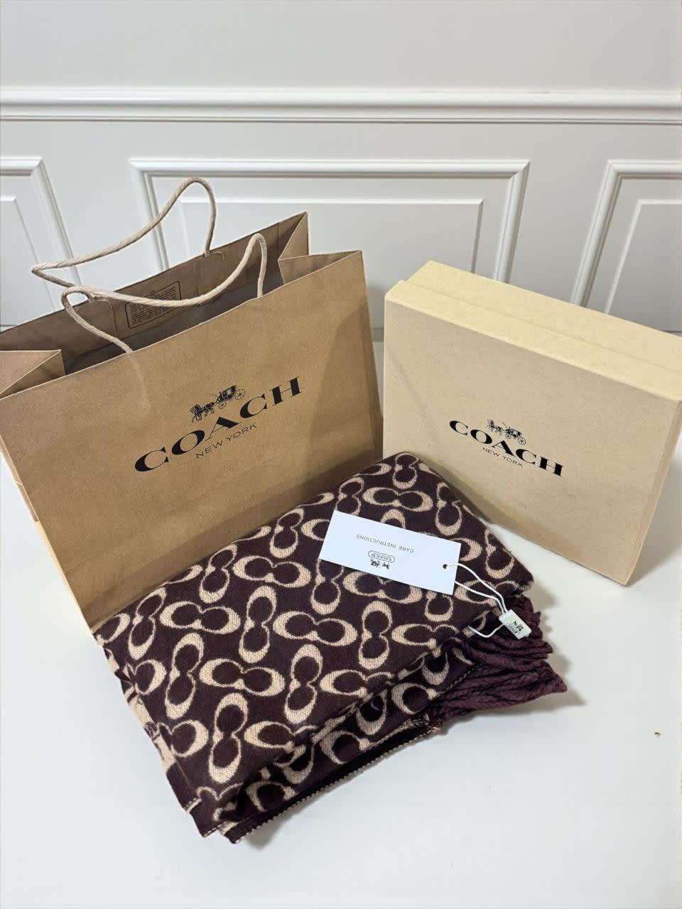 Coach Signature Brown C Border Stole-2