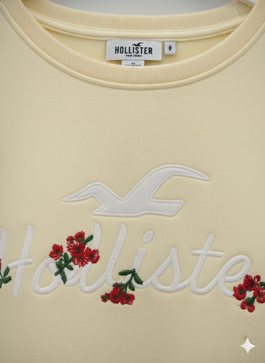 Hollister Cream Premium Quality Cotton Sweatshirt-1