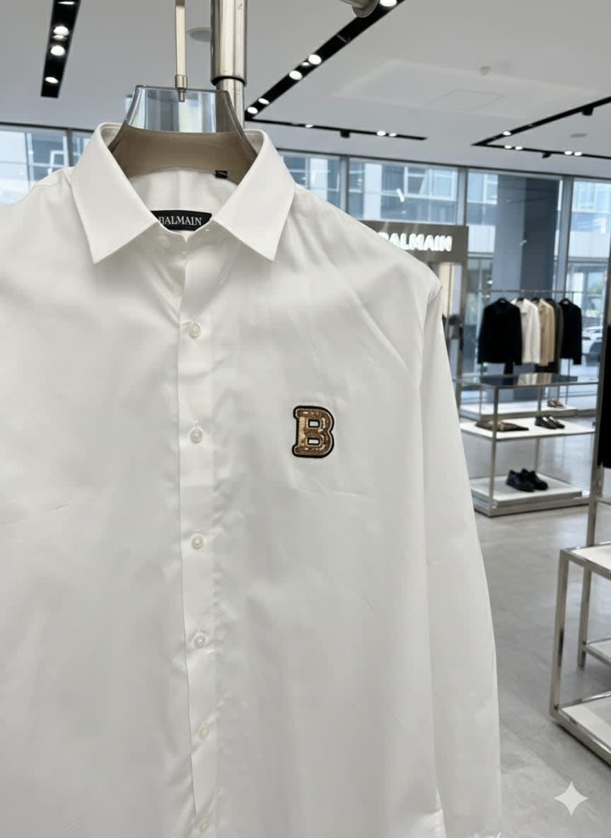 Balmain Embroidered White Premium Cotton Shirt-1