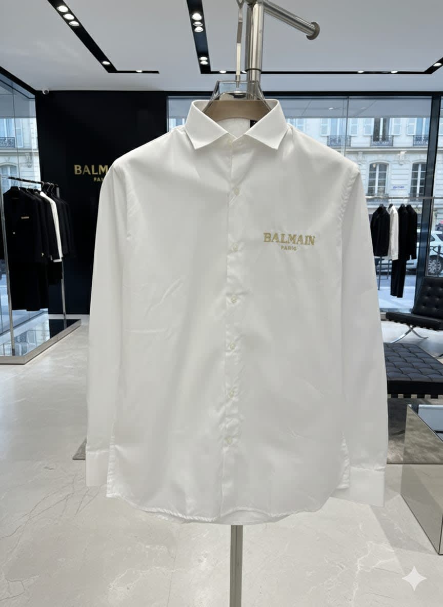 Balmain Embroidered White Premium Cotton Shirt-2