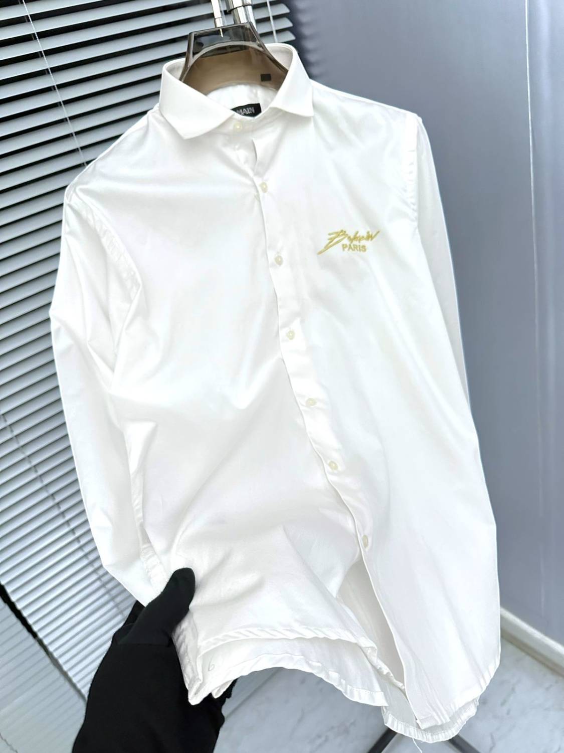 Balmain Embroidered White Premium Cotton Shirt-1