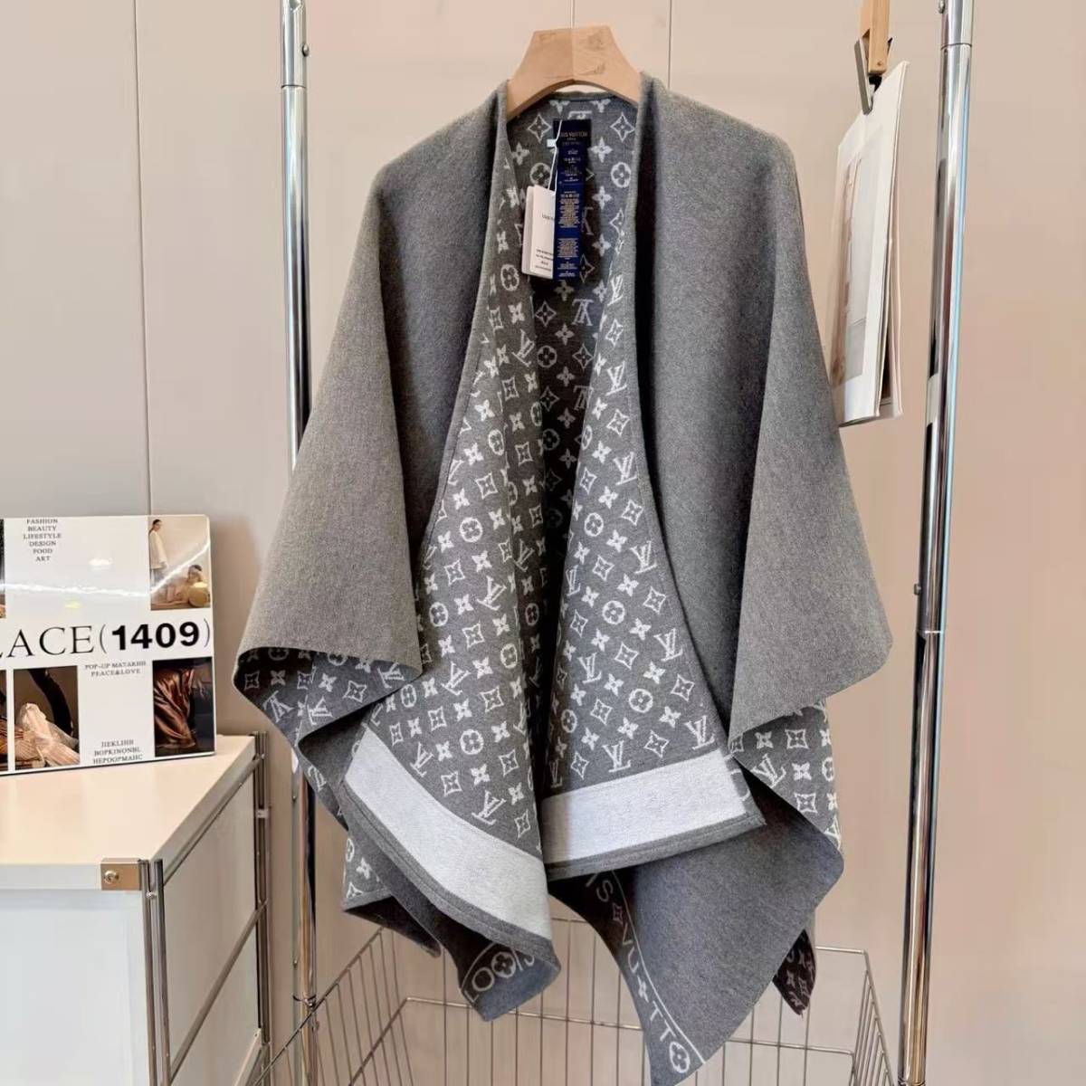 Louis Vuitton Designer Grey Ponchus Ombre Stole-0