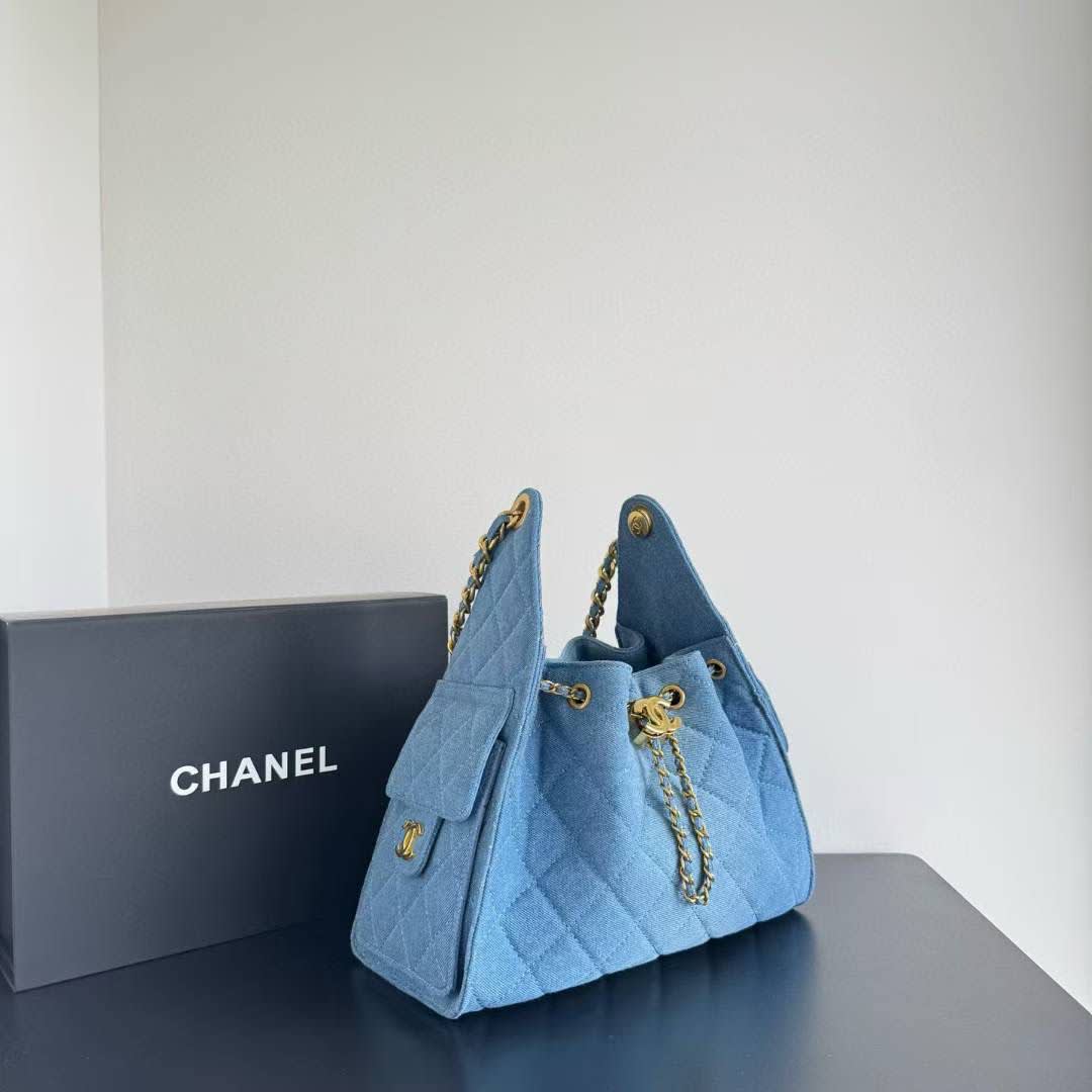 Chanel Maxi Blue Iconic Hobo Bag-1