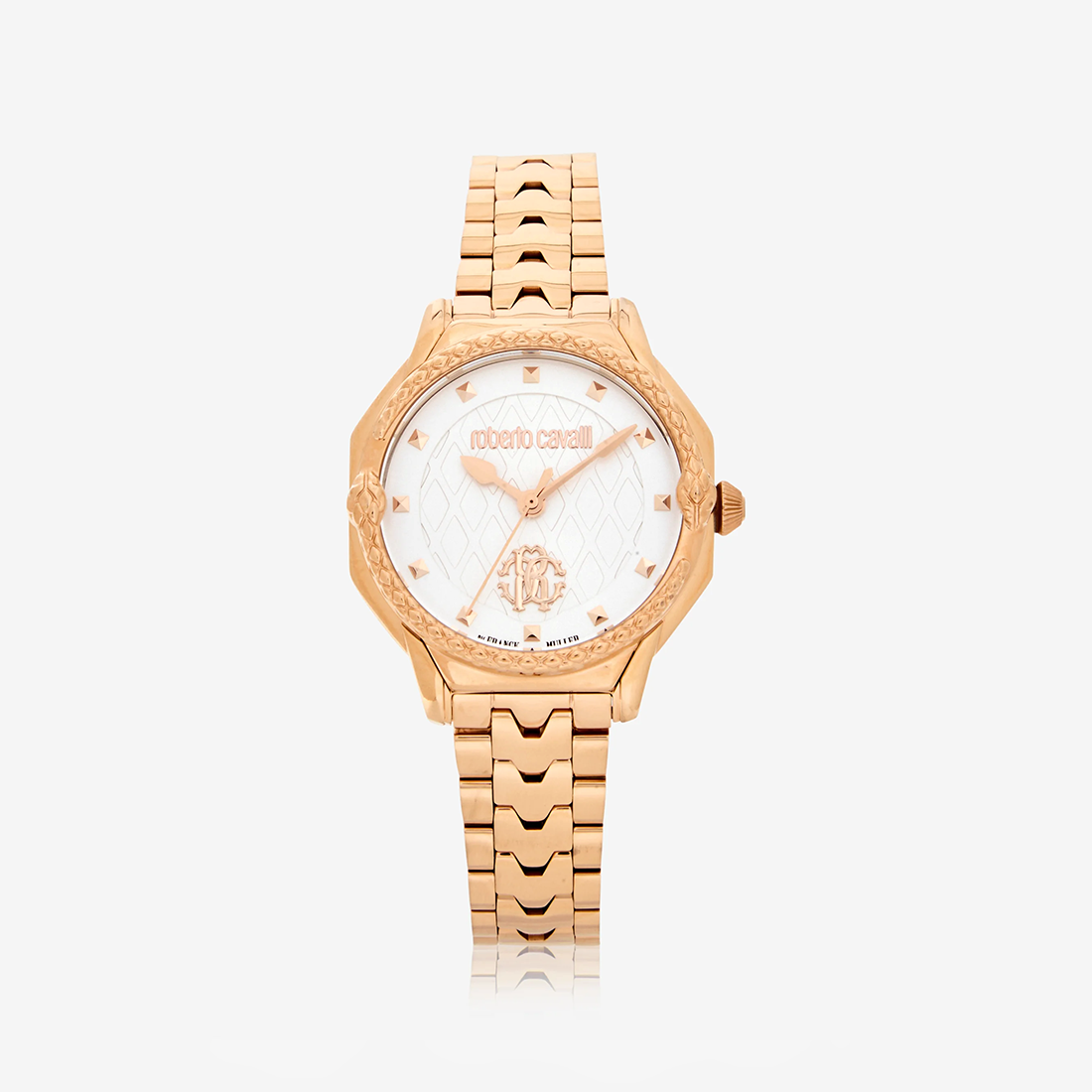 Roberto Cavalli By Franck Muller White Dial Rose Gold Strap Watch RV1L225M0061-0