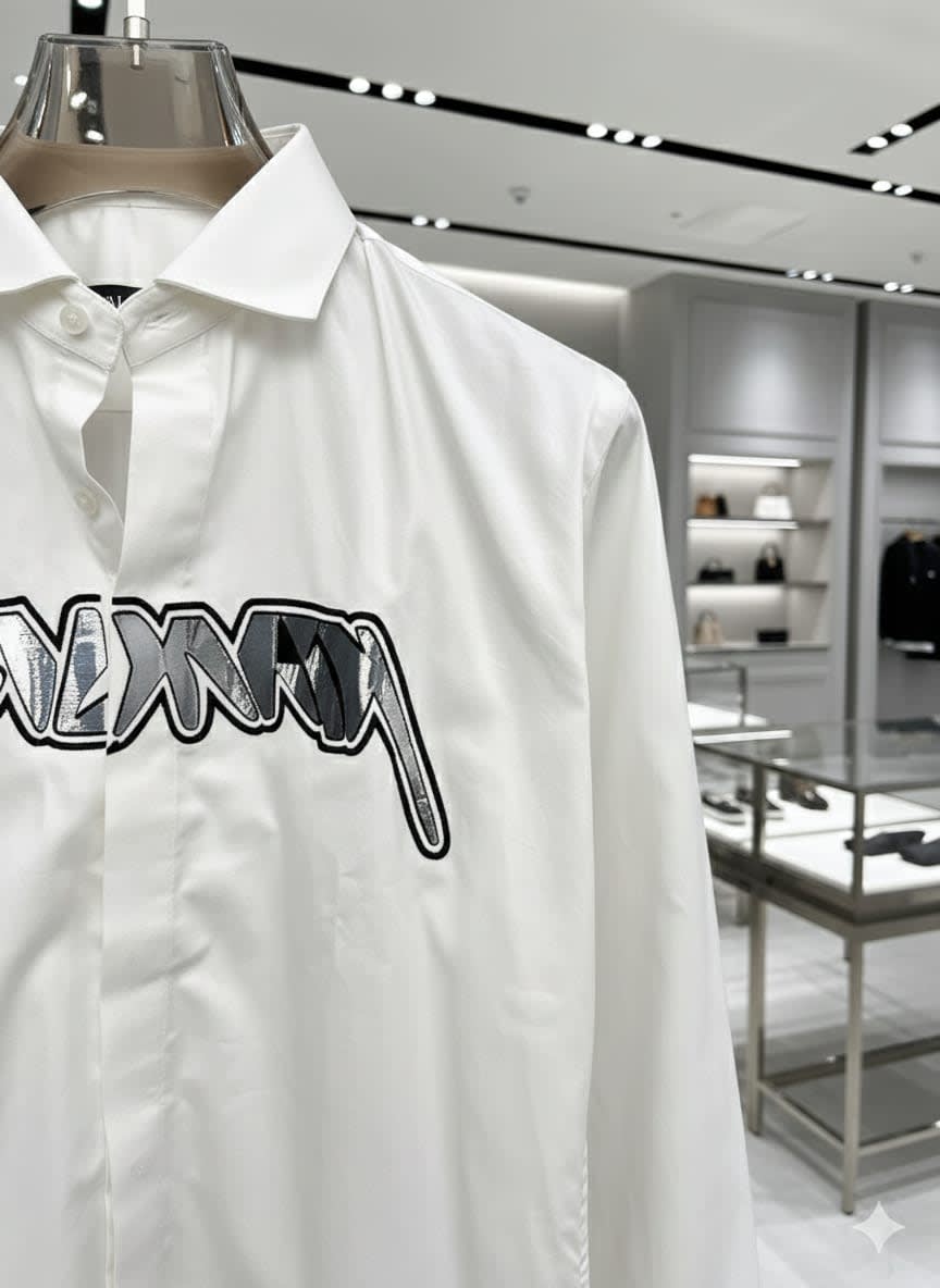 Balmain Embroidered White Premium Cotton Shirt-2