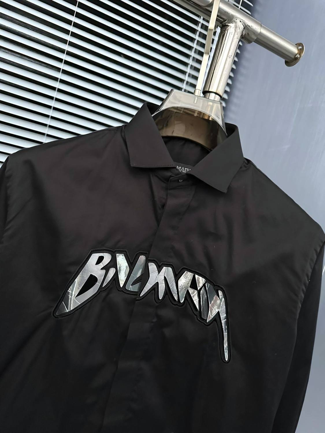 Balmain Embroidered Black Premium Cotton Shirt-2