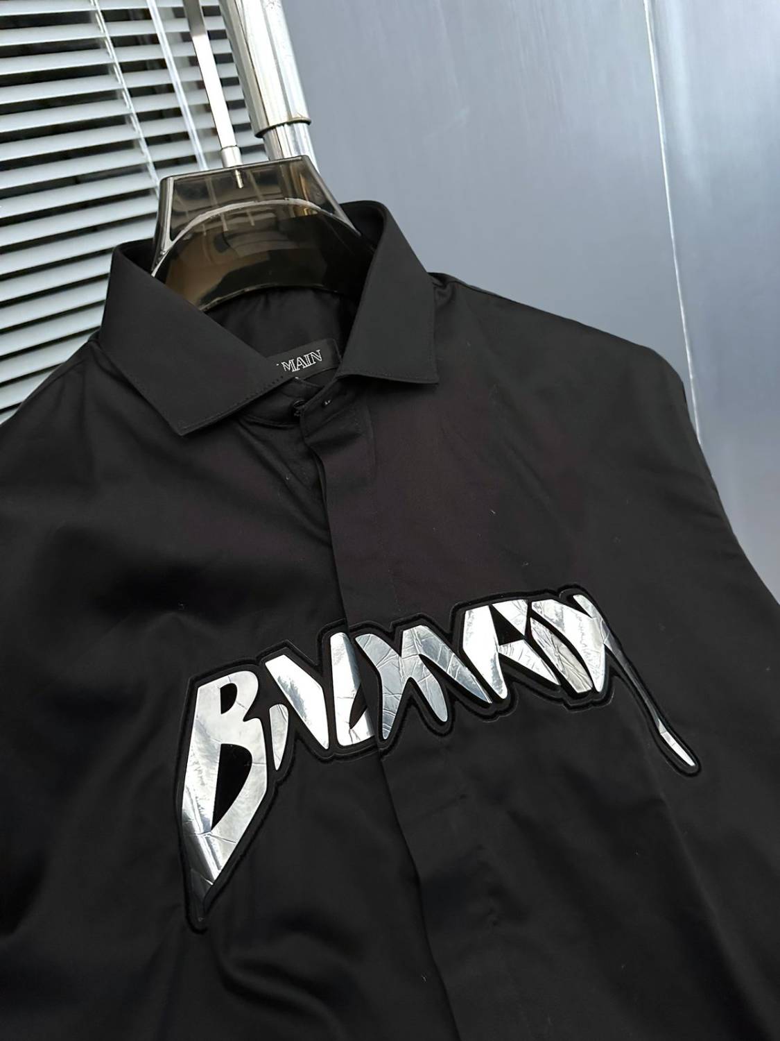 Balmain Embroidered Black Premium Cotton Shirt-7