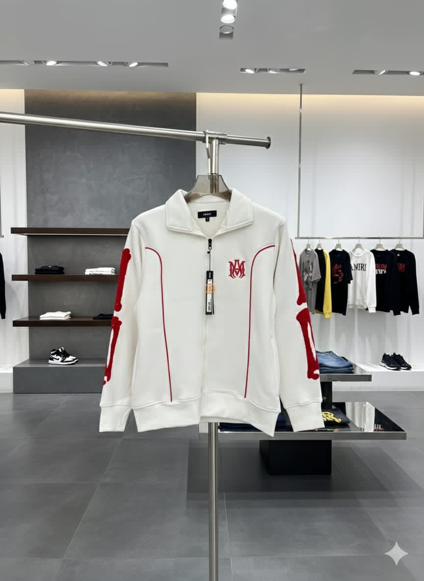 Amiri Embroidered logo White Premium Quality Zipper-2