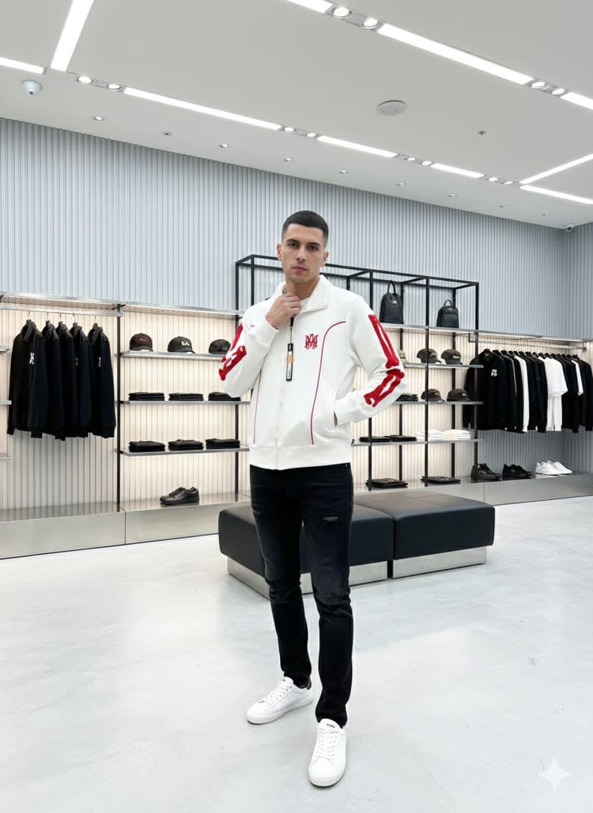 Amiri Embroidered logo White Premium Quality Zipper-1