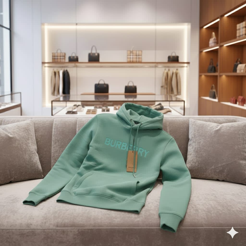 Burberry Green Embroidery Logo Hoodie-3