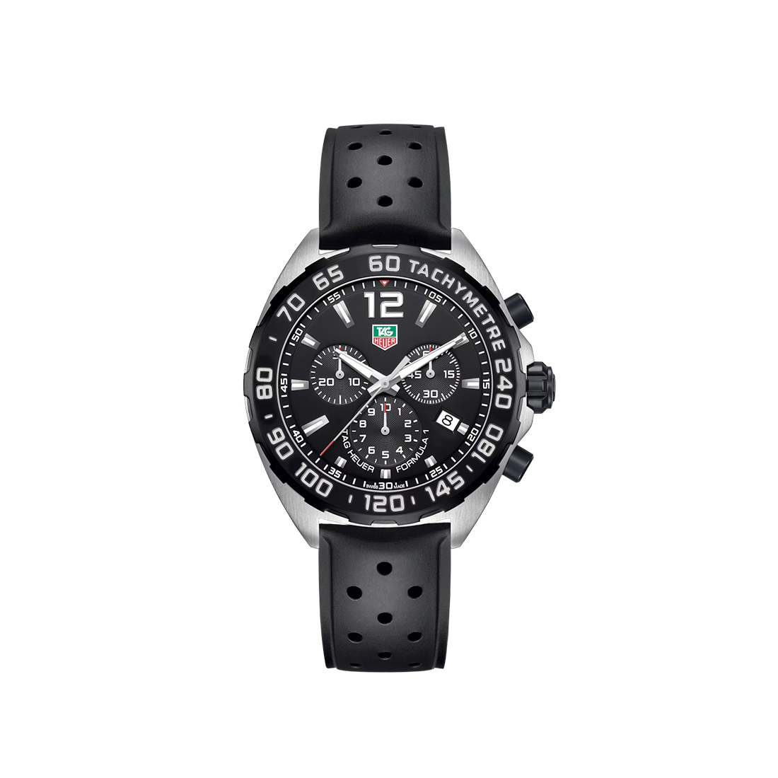 TAG Heuer Men's Formula 1 Chronograph Black Dial, Black Rubber Strap Watch, CAZ1010.FT8024-0