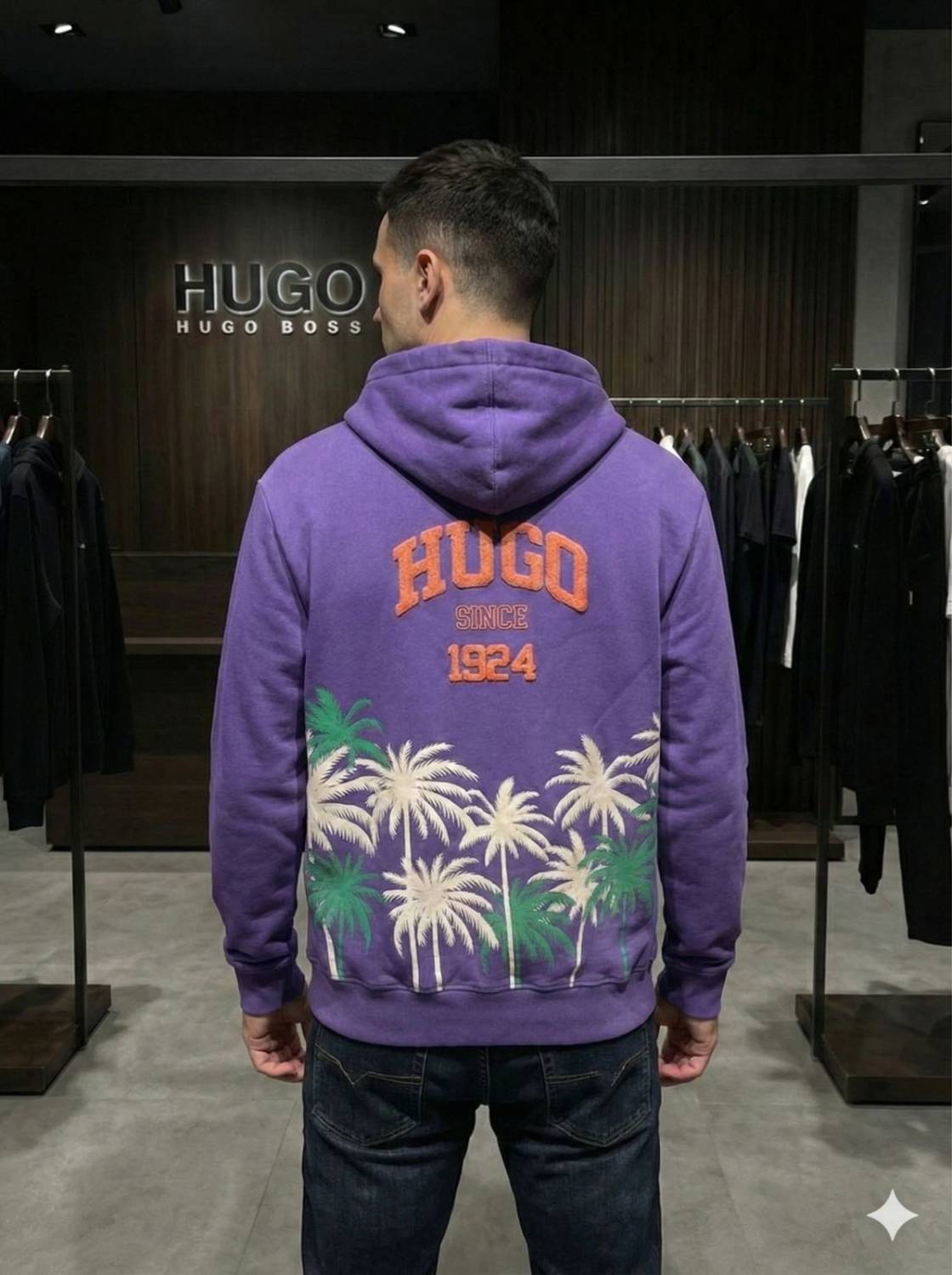 Boss Blue Hood Embroidery Logo Hoodie-3