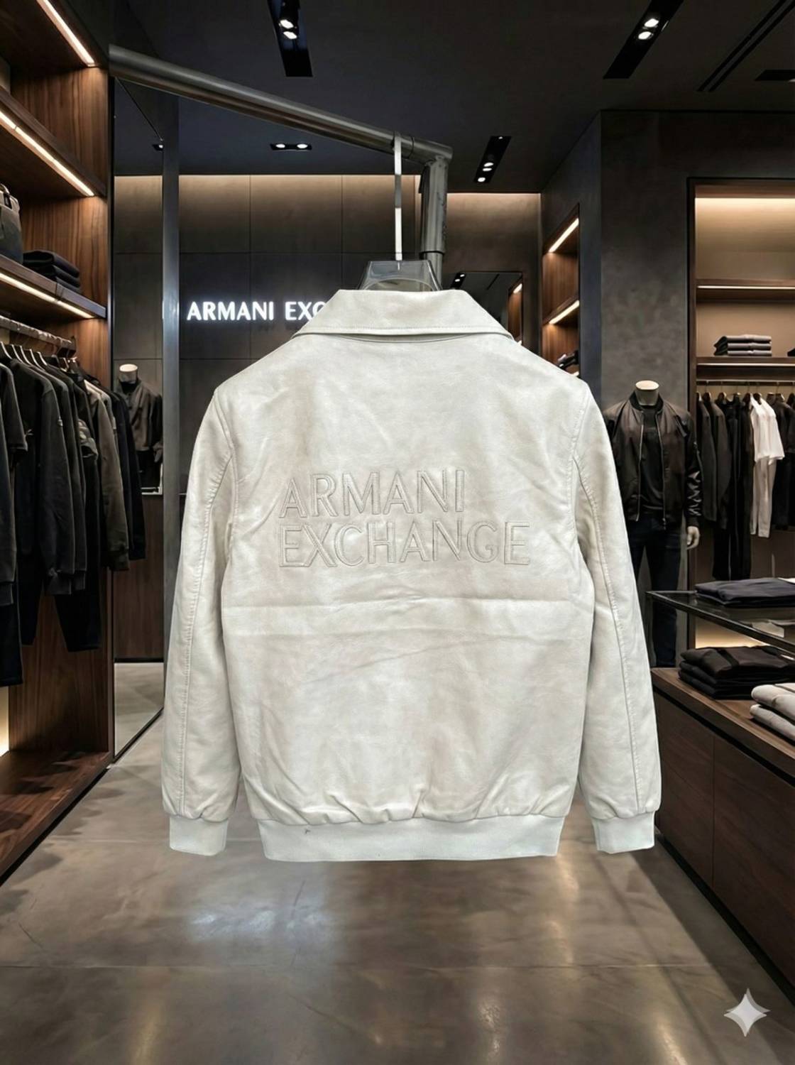 Armani Exchange Cream Authentic Leather Jacket-2
