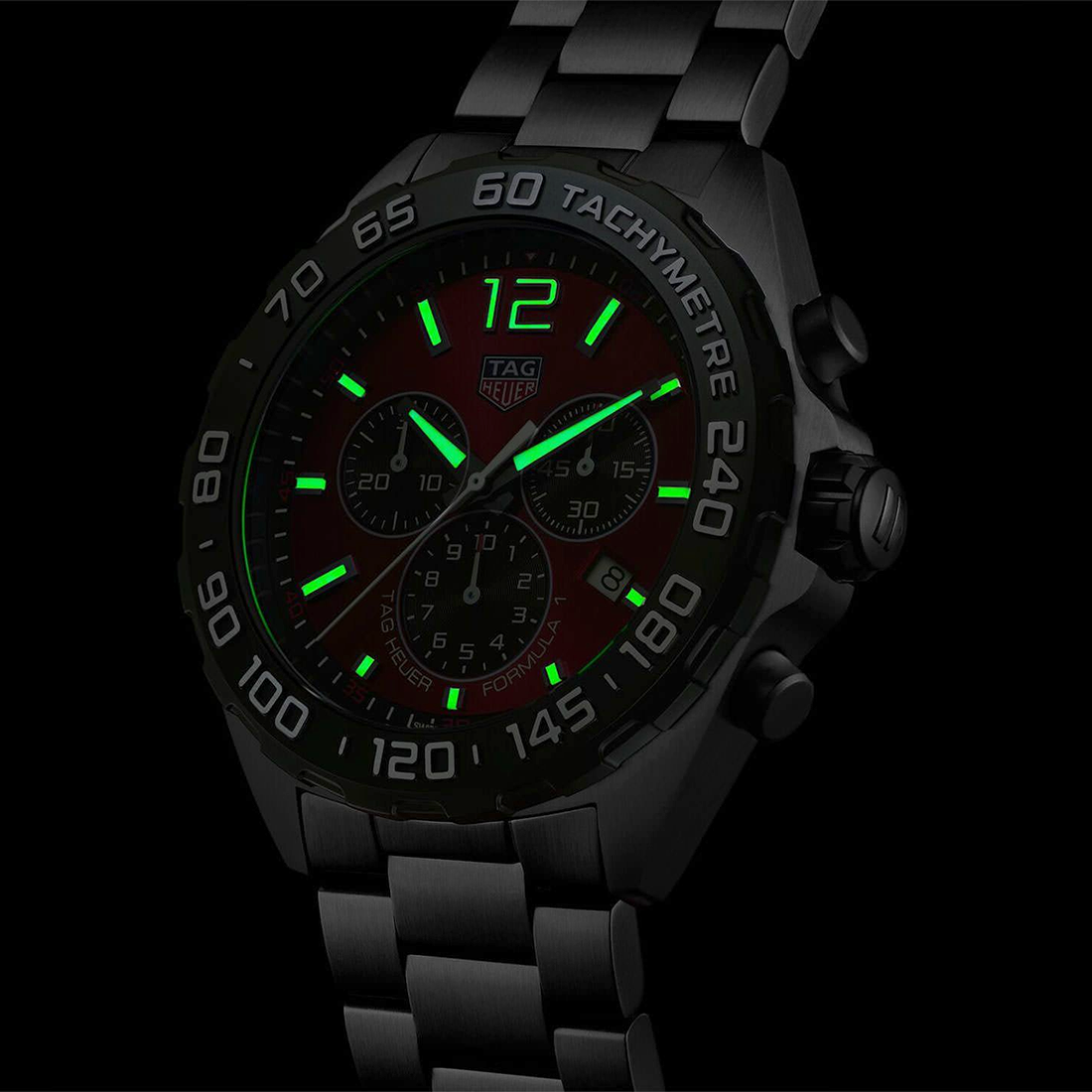 TAG Heuer Men's Formula 1 43 mm, Red Sunray Dial, Steel Bracelet, Quartz Chronograph Watch, CAZ101AN.BA0842-6