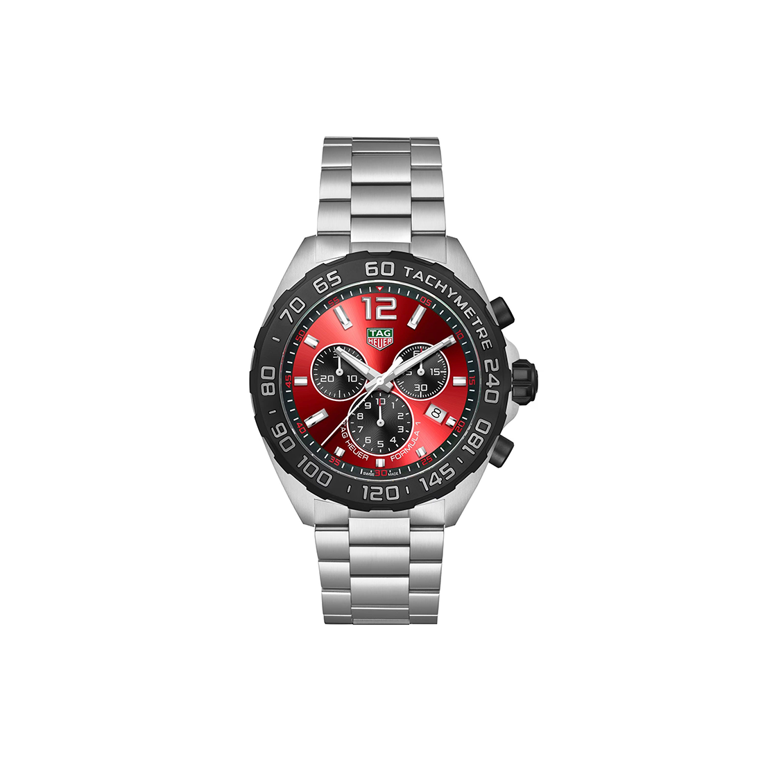TAG Heuer Men's Formula 1 43 mm, Red Sunray Dial, Steel Bracelet, Quartz Chronograph Watch, CAZ101AN.BA0842-0