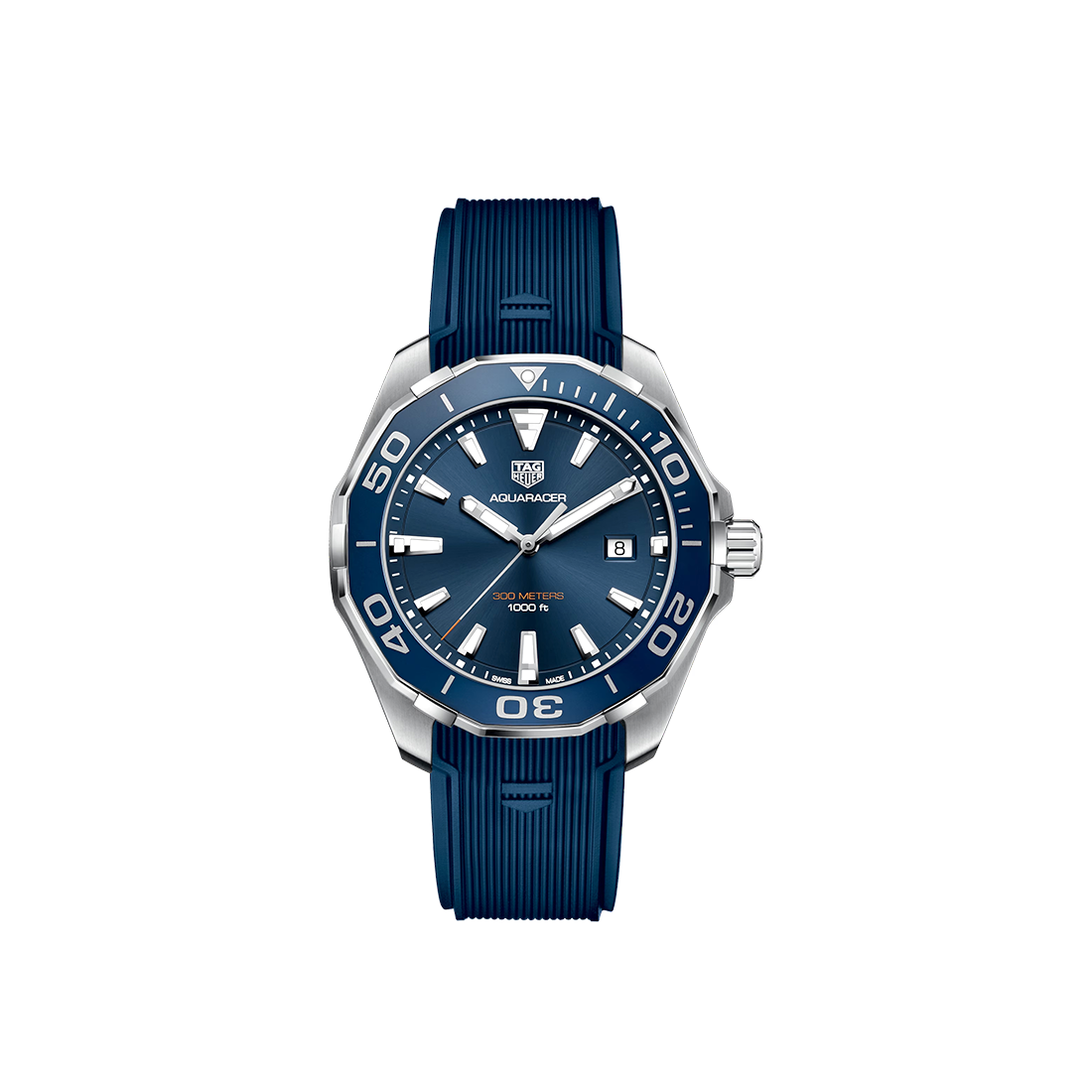 TAG Heuer Aquaracer Quartz, 43 mm, Blue Dial, Blue Rubber Strap Watch WAY101C.FT6153-0