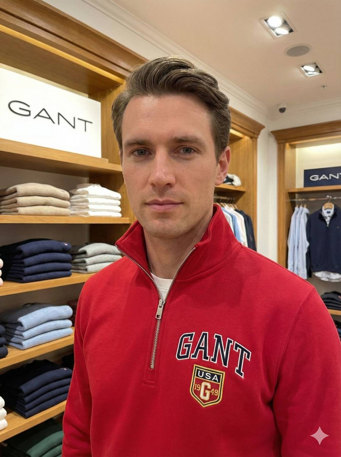 Gant Red Premium Quality Sherpa Sweatshirt-2