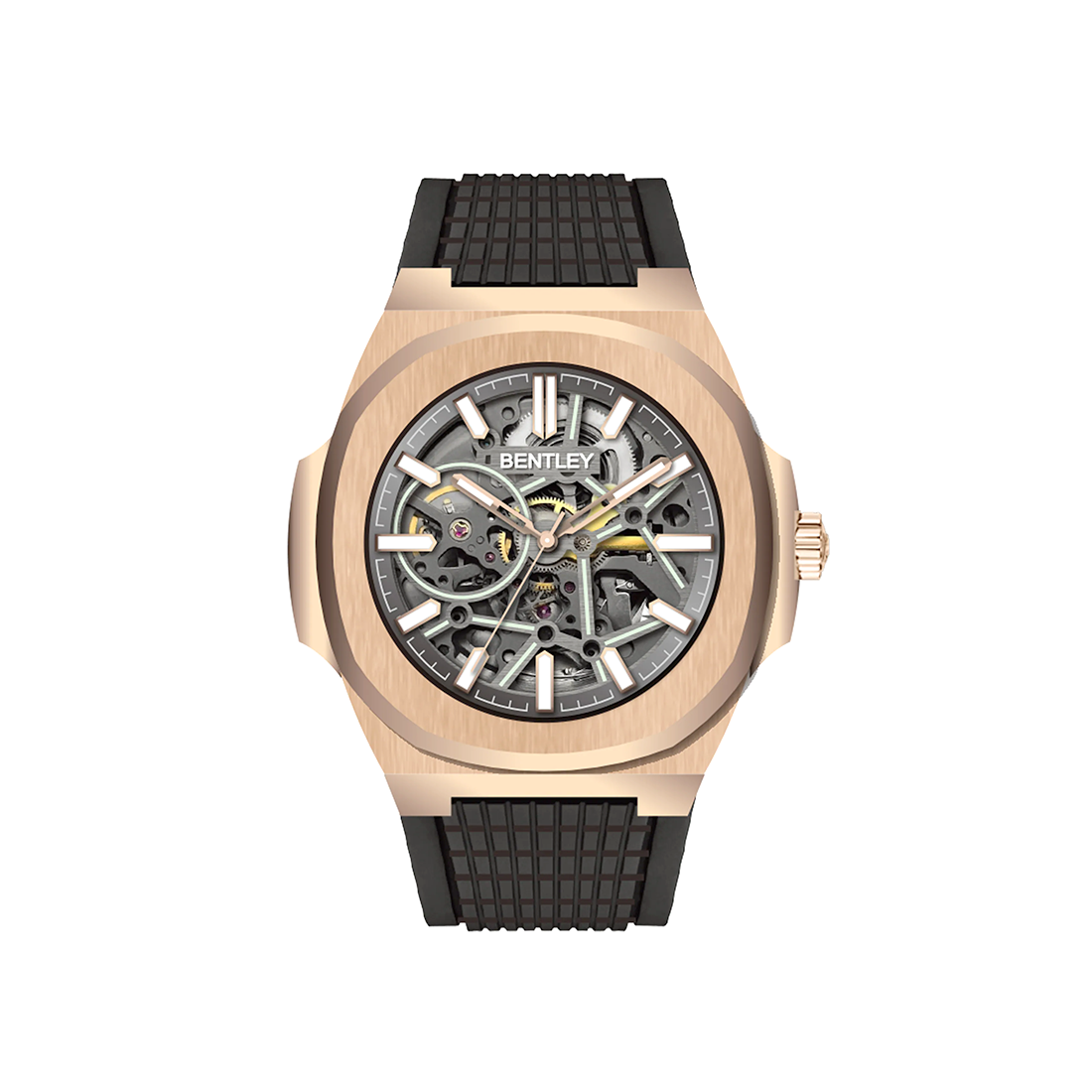 Bently The Marquess Black Dial, Rubber Strap Automatic Watches BL-34-41-0