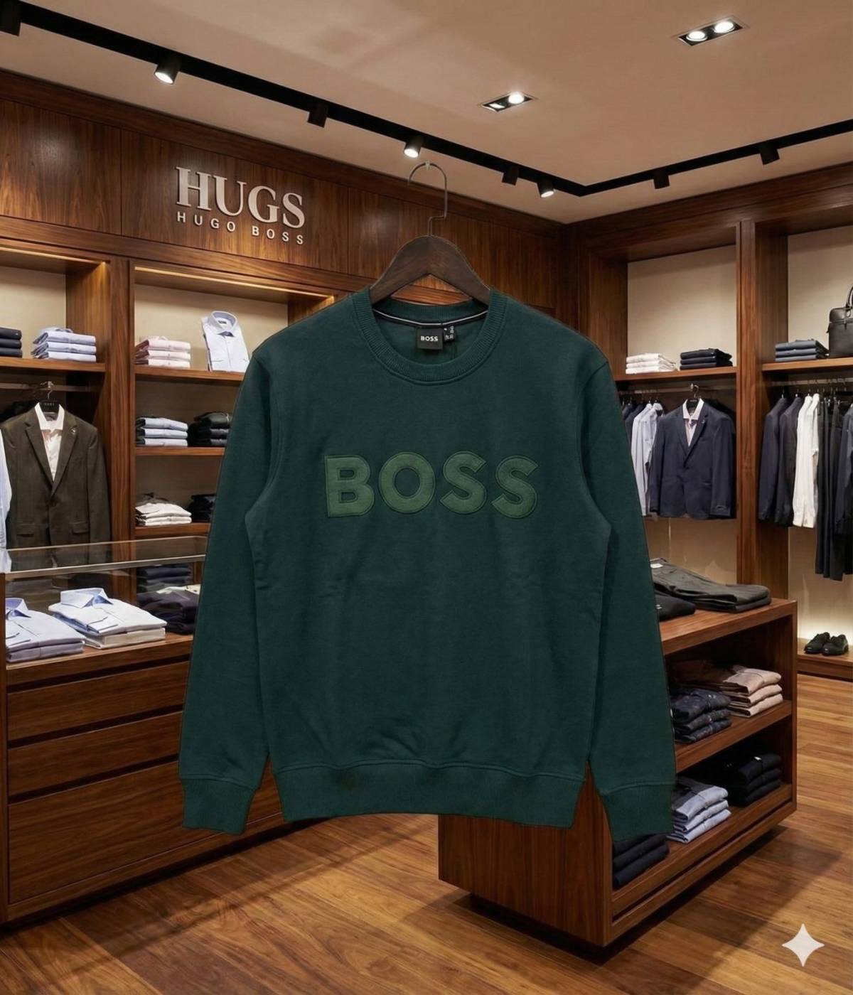Boss Embroidery Green cotton Premium Quality Sweatshirt-1
