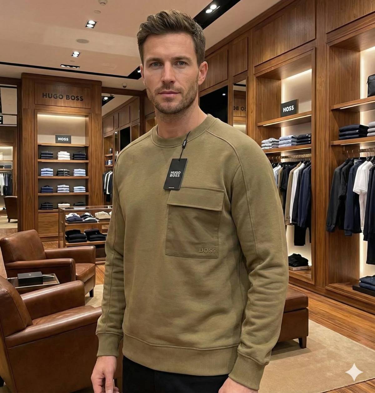 Boss Embroidery Brown cotton Sweatshirt-0