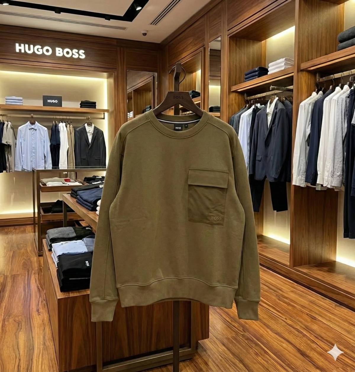 Boss Embroidery Brown cotton Sweatshirt-1