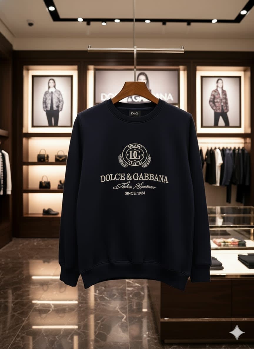 Dolce Gabbana Black Cotton Premium Qaulity Sweatshirt-1
