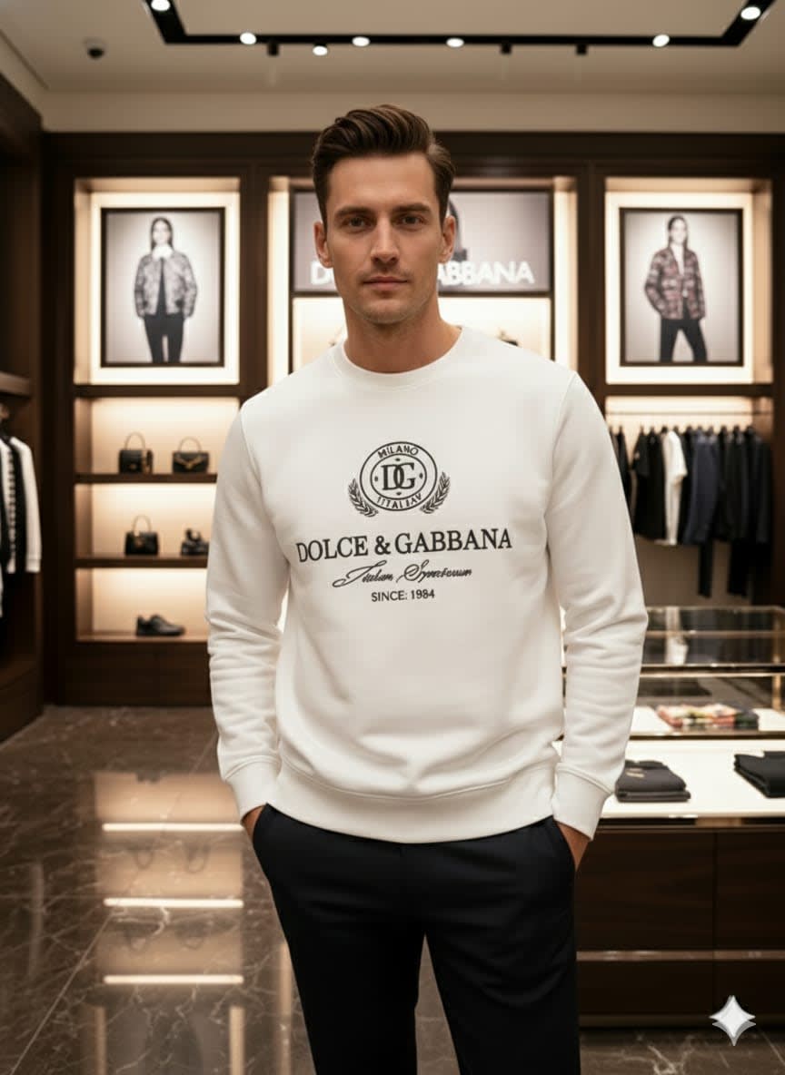 Dolce Gabbana White Cotton Premium Qaulity Sweatshirt-0