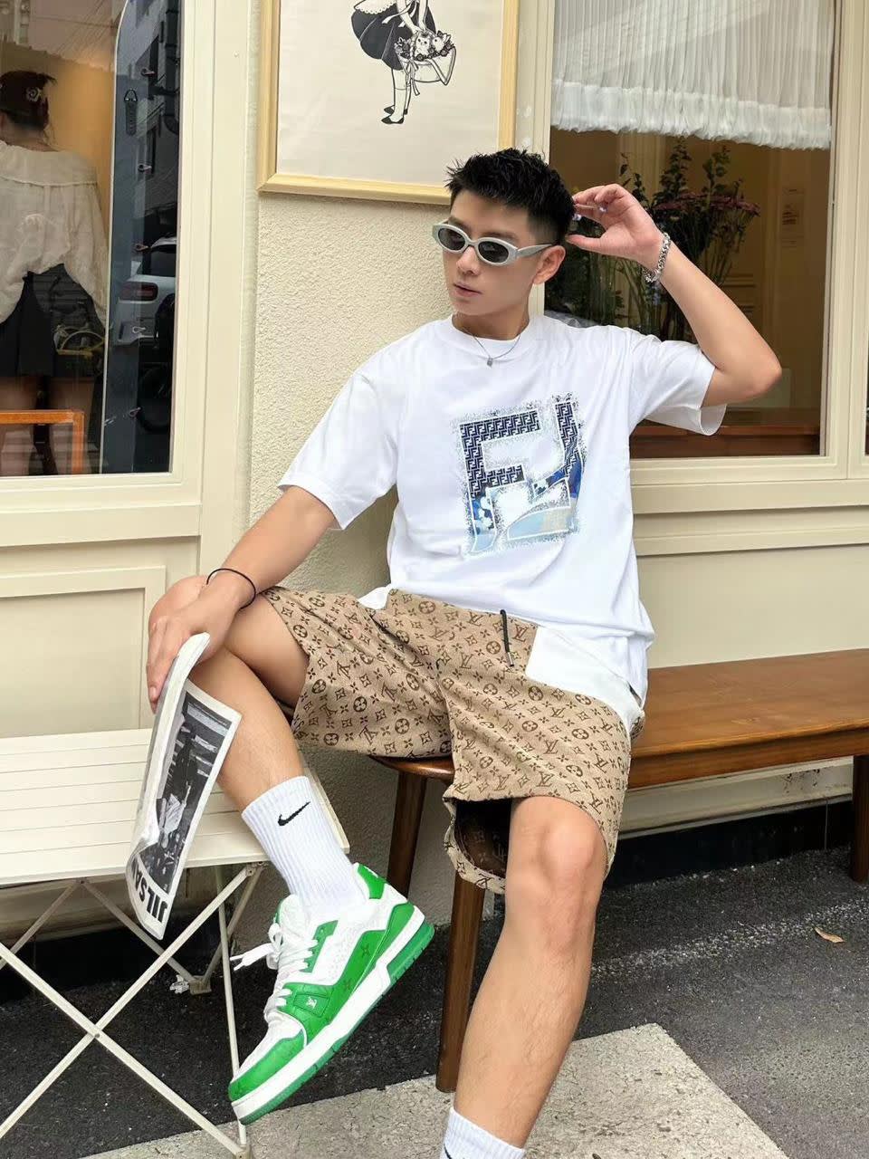 Fendi White Embroidery Logo Premium Baggy Fit T-shirt-1