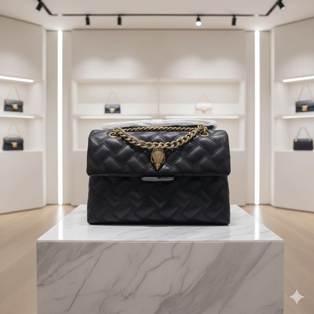 Kurt Geiger Kensington Black Signature Stitch Shoulder Bag-0