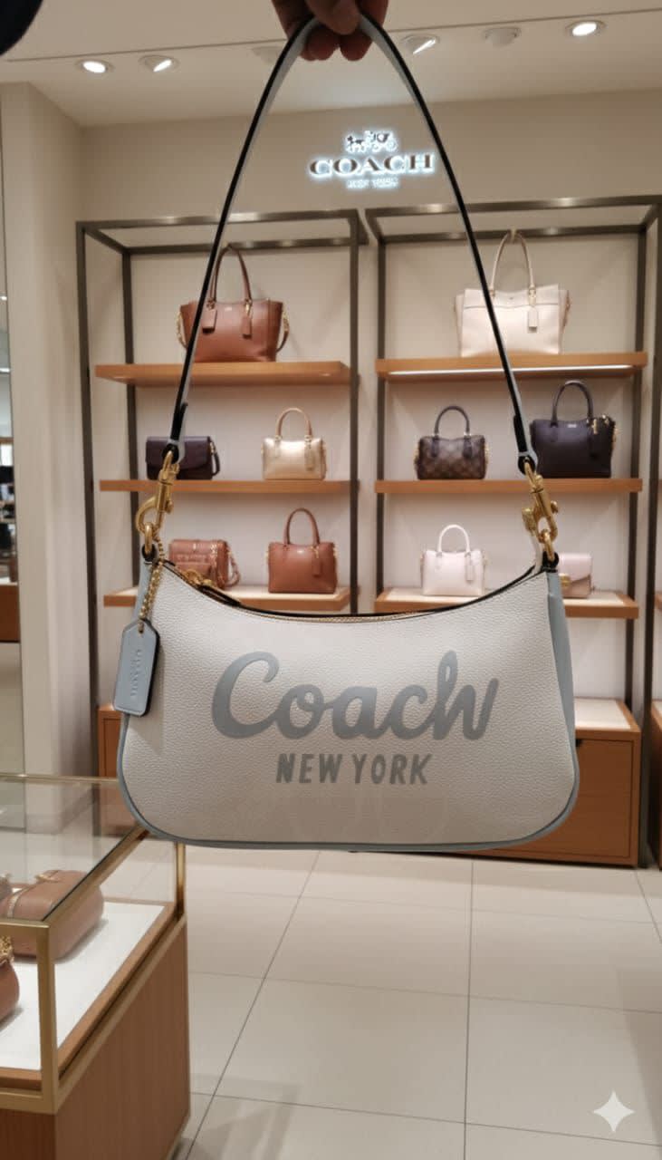 Coach Emboss Teri bold Logo White Hobo Bag-0