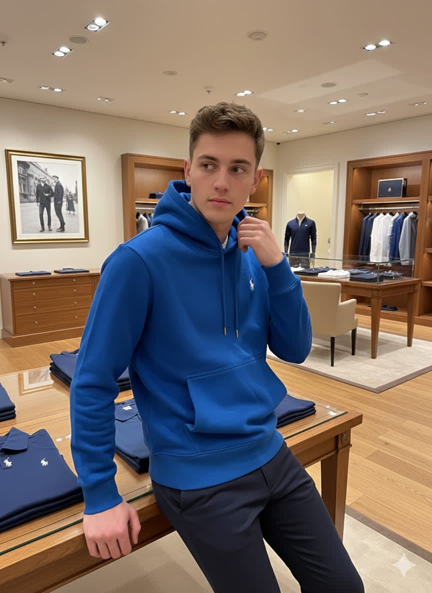 Ralph Lauren Blue Embroidery Logo Hoodie-3