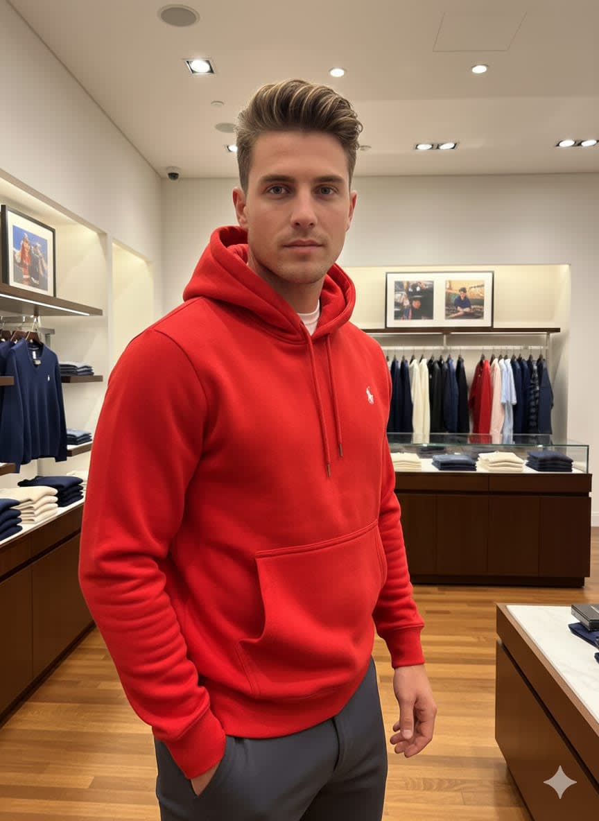 Ralph Lauren Red Embroidery Logo Hoodie-1