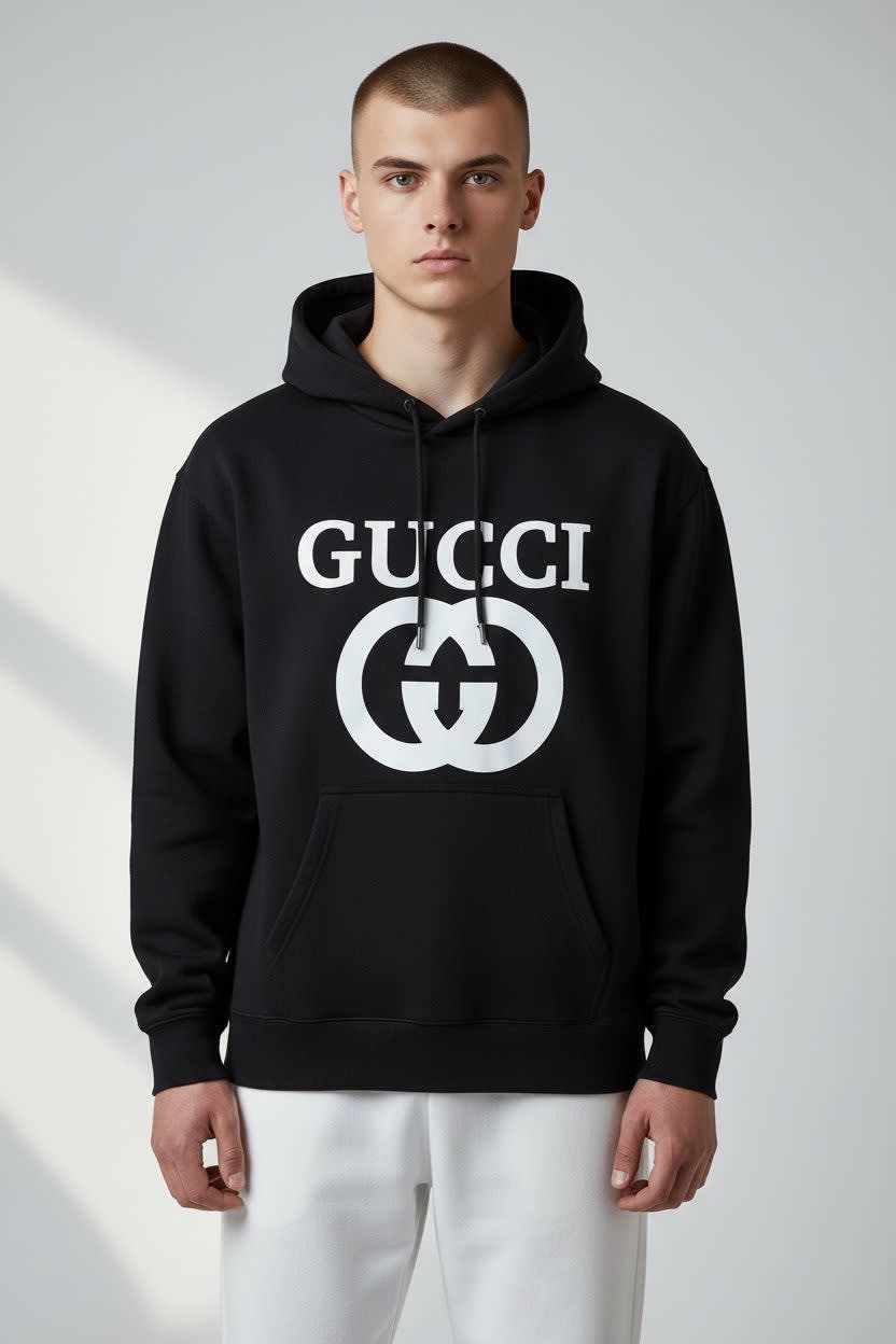 Gucci Black Embroidery Logo Premium Quality Hoodie-1