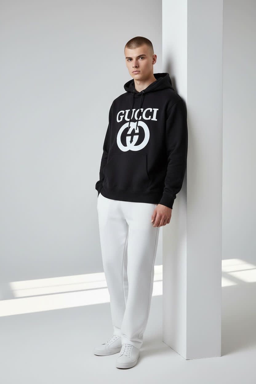 Gucci Black Embroidery Logo Premium Quality Hoodie-2