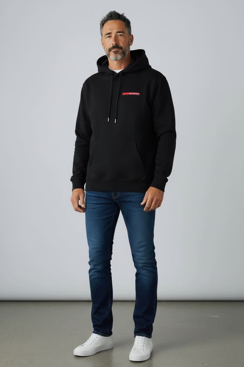 Prada Black Embroidery Logo Premium Quality Hoodie-2