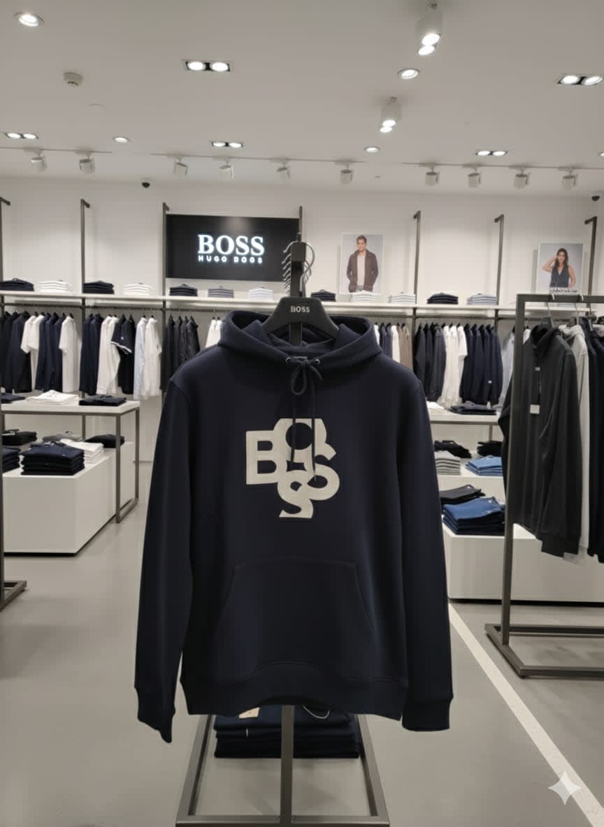 Boss Blue Hood Embroidery Logo Hoodie-3