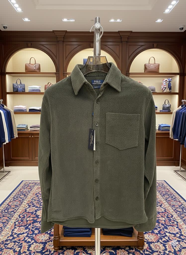 Ralph Lauren Embroidered Green Premium Cotton Shirt-1