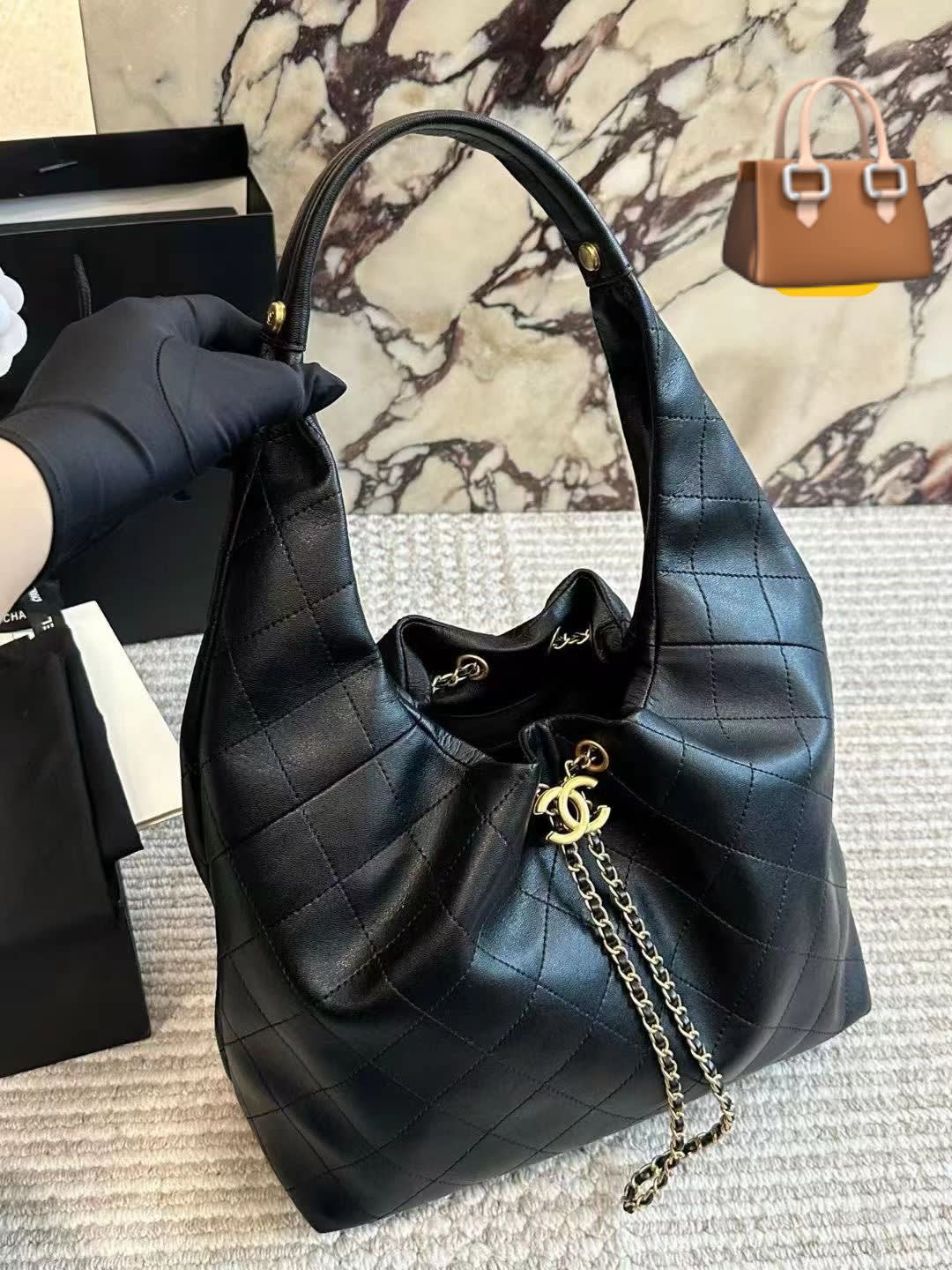 Chanel Maxi Black Iconic 26C Hobo Bag-0