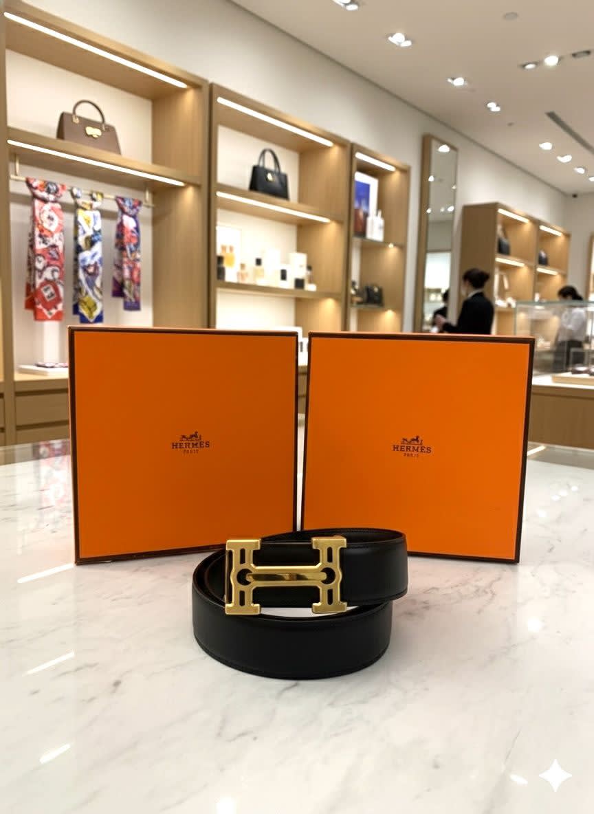 Hermes Golden Premium Quality Leather Belt-1
