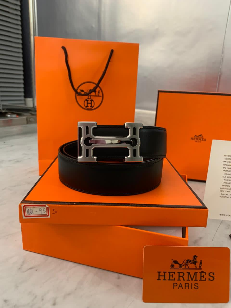 Hermes Silver Premium Quality Leather Belt-0