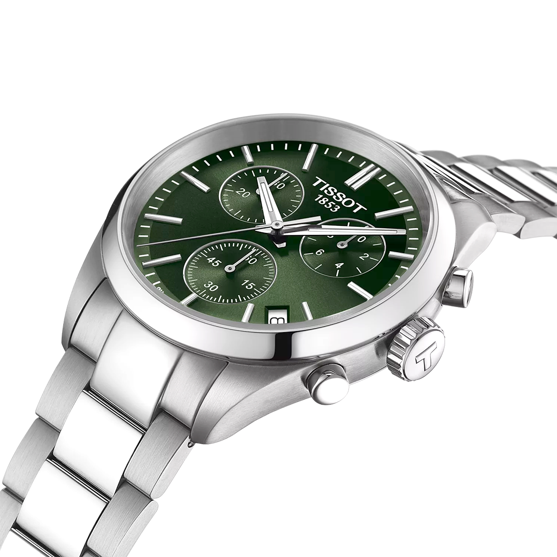 Tissot PR 100 Chronograph Men's Watch with Green Dial, Stainless Steel Bracelet T150.417.11.091.00-3
