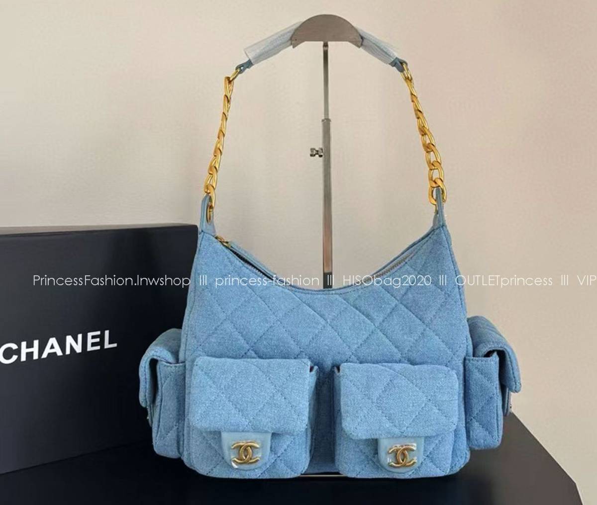 Chanel Sky Blue Cargo Hobo Bag-1