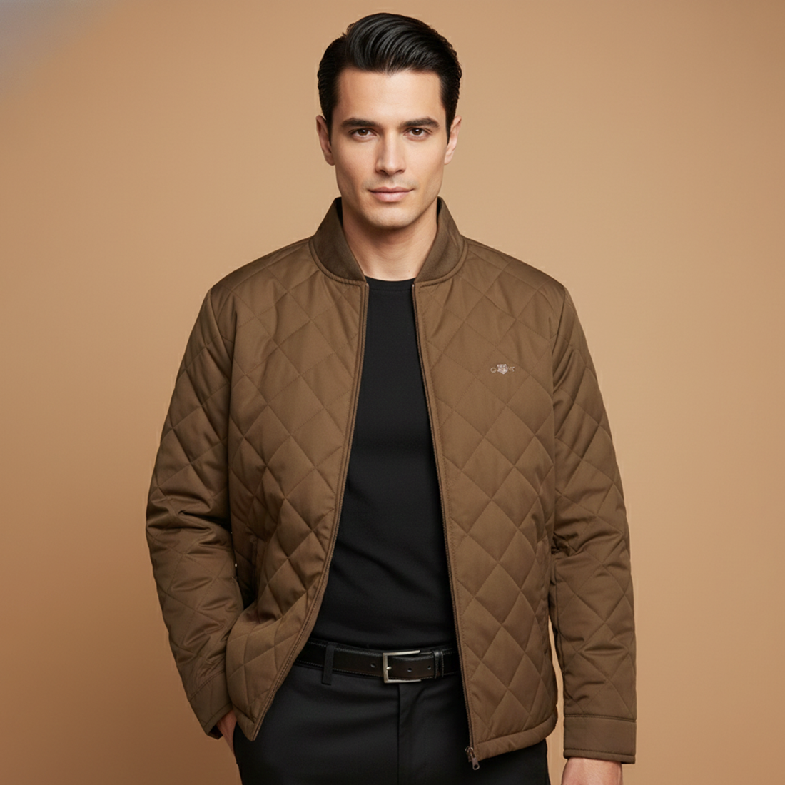 Gant Brown Premium Quality Imported Fabric Full Bomber Jacket-0